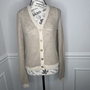 Zara Women’s Cardigan Small Lightweight Ivory Button Front Minimalist